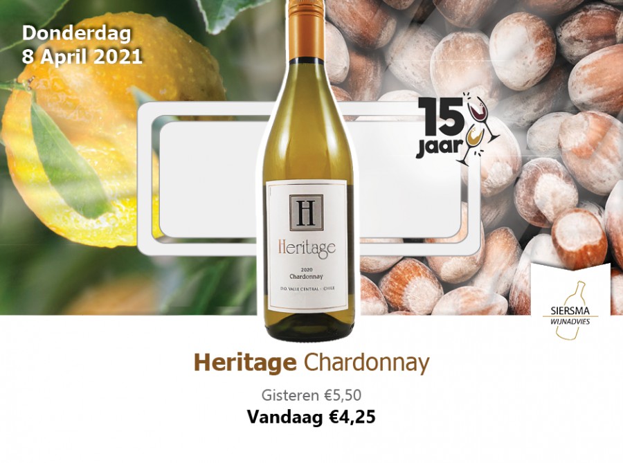 #12 Heritage Chardonnay | € 4,25 ipv € 5,50 (bijna 25% korting!)